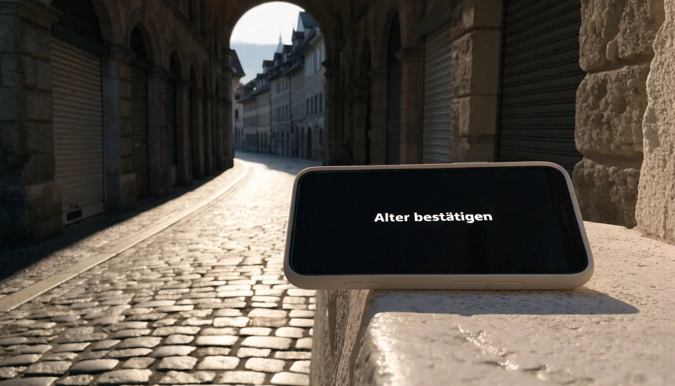 Eine kopfsteingepflasterte Gasse mit Arkaden in einer Schweizer Altstadt im frühen Morgenlicht, niemand ist unterwegs.