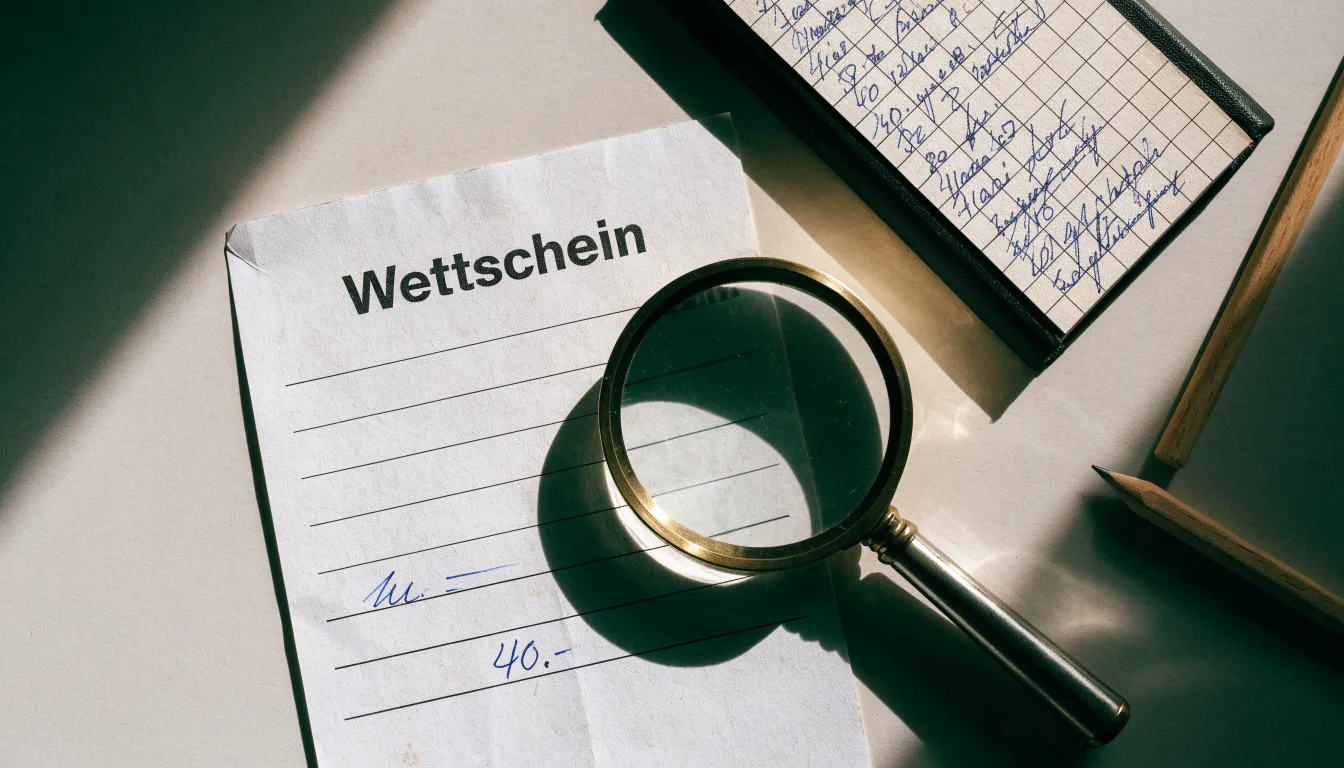 Eine Lupe liegt auf einem leeren weissen Blatt Papier neben einem gespitzten Bleistift auf einem Schreibtisch.