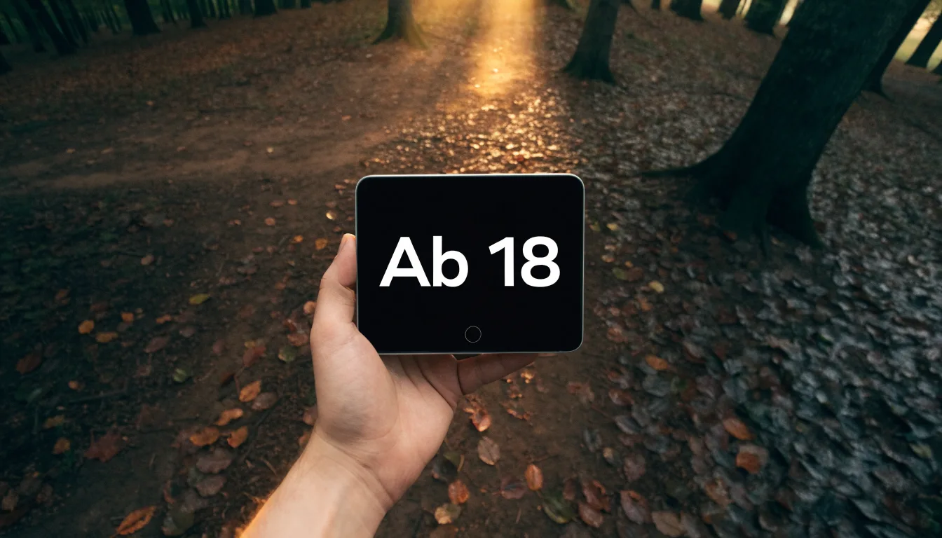 Eine Wegkreuzung im Wald, an der sich zwei Pfade im Herbstlicht gabeln, Laub bedeckt den Boden.