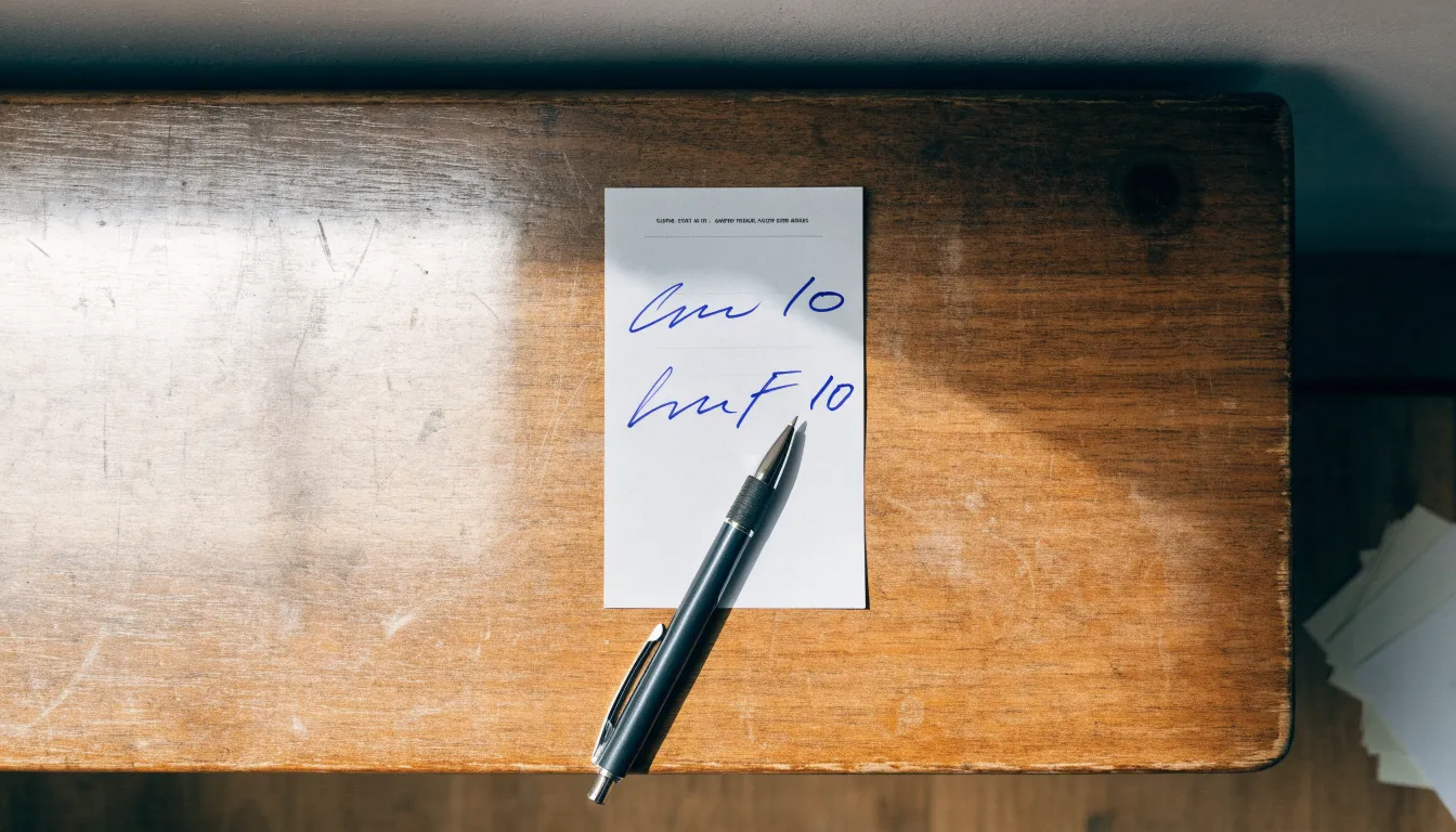 Ein unbeschriebener Papierwettschein und ein Kugelschreiber liegen auf einer hölzernen Ladentheke im Tageslicht.