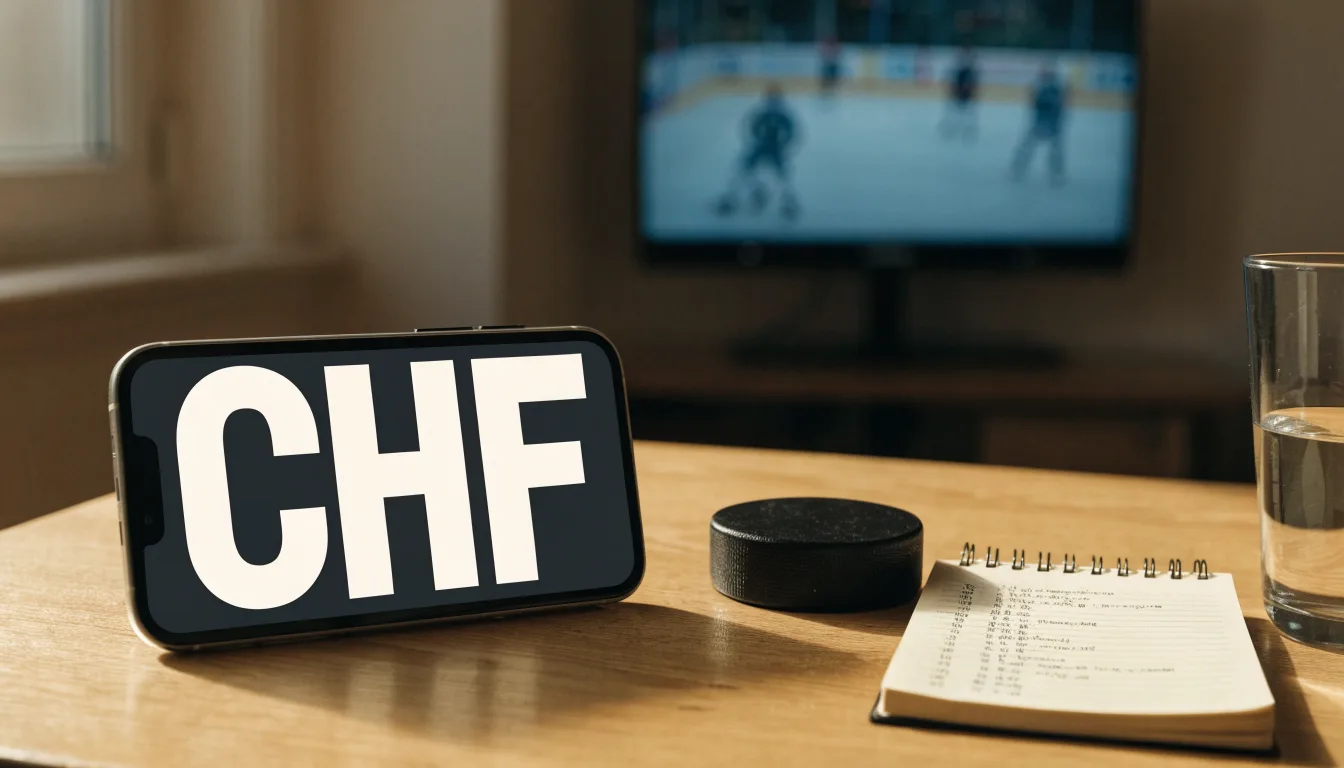 Ein Eishockeypuck liegt in Grossaufnahme auf glatter Eisfläche, im Eis spiegeln sich Hallenlichter.